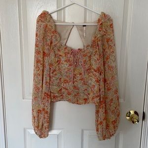 Free people floral ruched top